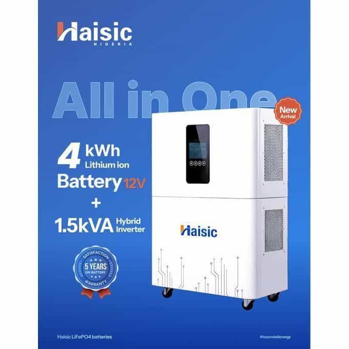 Haisic 1.5KVA Hybrid Inverter with 4KWh Lithium Battery | All-in-One Solar System 2